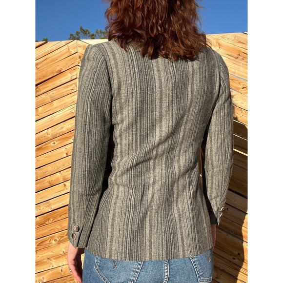 Vintage Grey Wool Striped Blazer - Picture 4 of 10